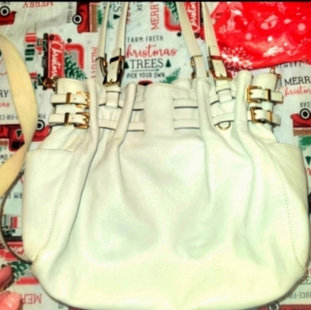 MICHAEL Michael Kors Off White Leather Large Edie Shoulder Bag - Picture 7 of 8